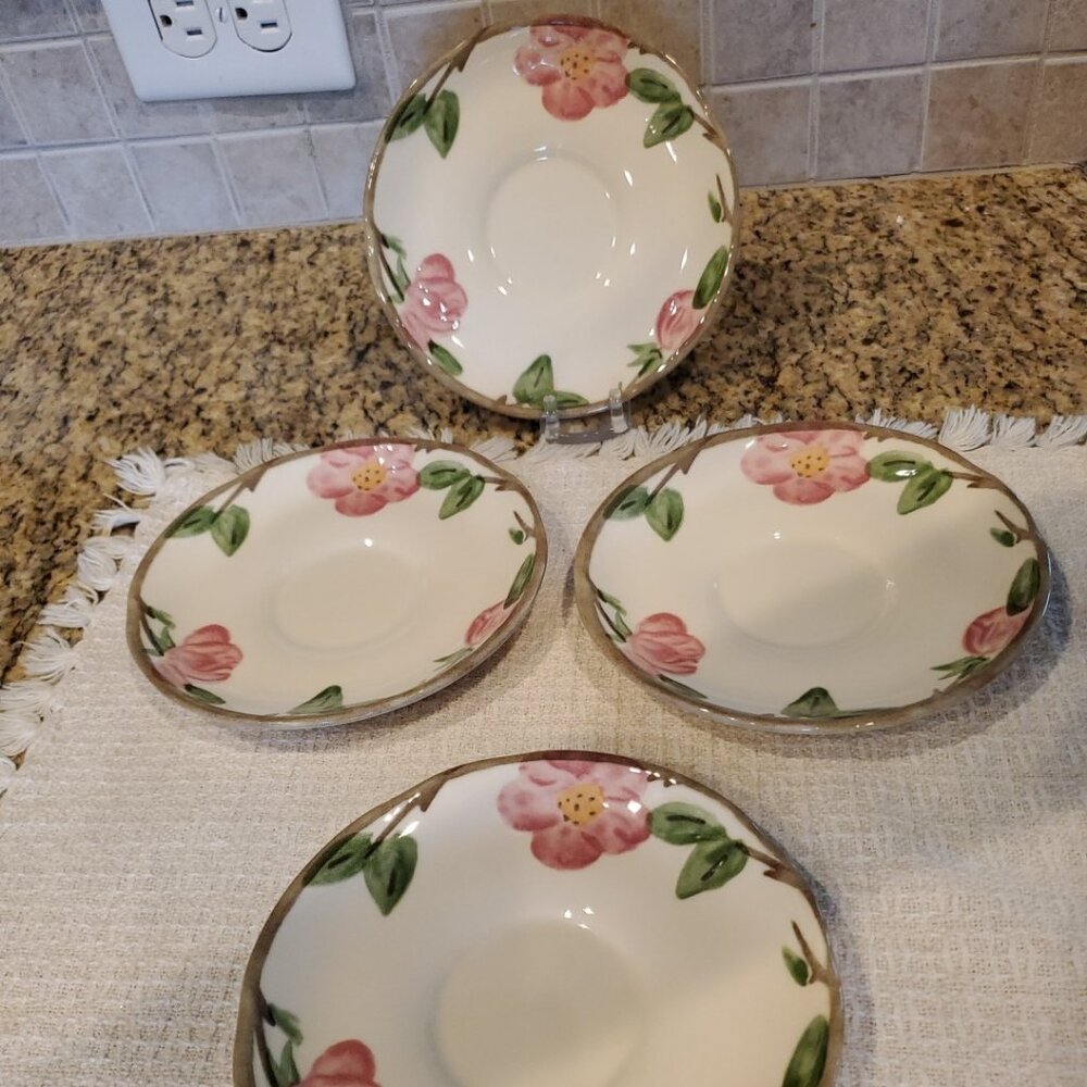 Vintage 1995 Franciscan Johnson Bros SAUCERS DESERT ROSE ENGLAND ~ Set of 4 - Picture 2 of 5